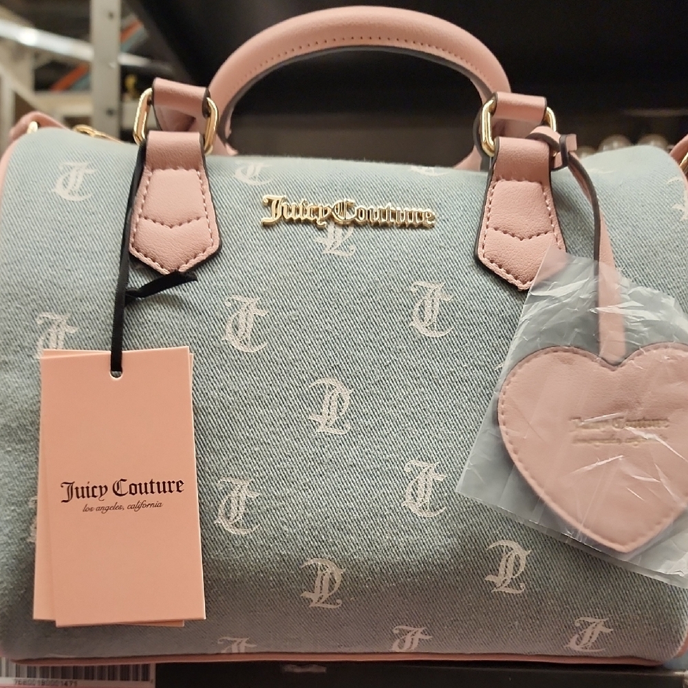 Juicy Couture Satchel in Blue and Pink with Structured Design